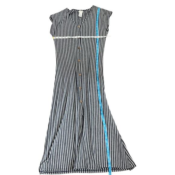 Caution to the Wind Stripe Button Front Dress Navy Nautical Beachy White Large - Picture 7 of 7